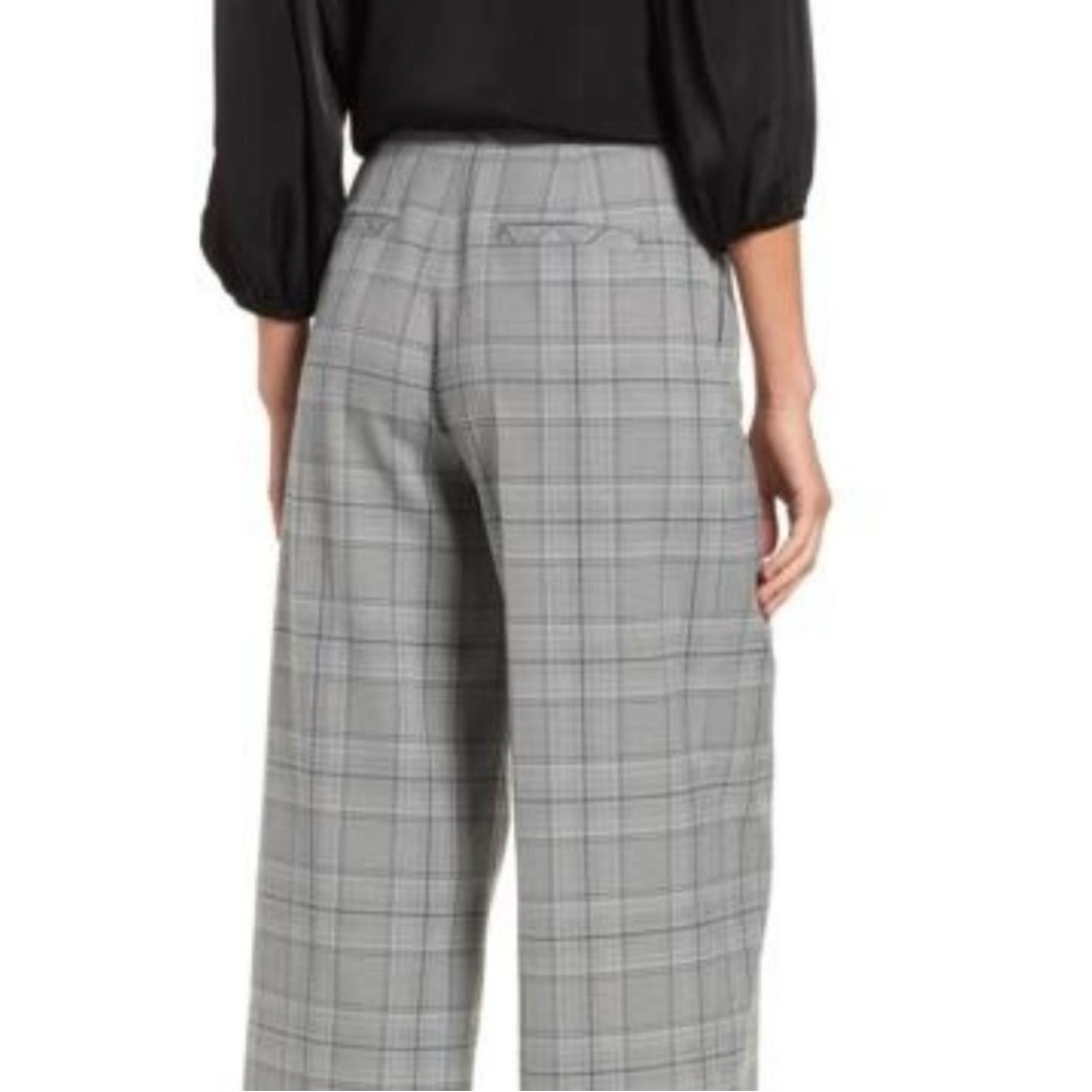Halogen Nordstrom Women's Size 4P Trouser Dress Pants Plaid Wide Leg Cropped - Picture 3 of 11